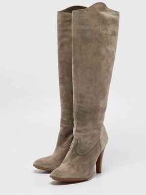 Moschino Grey Suede Knee Length Boots Size 38